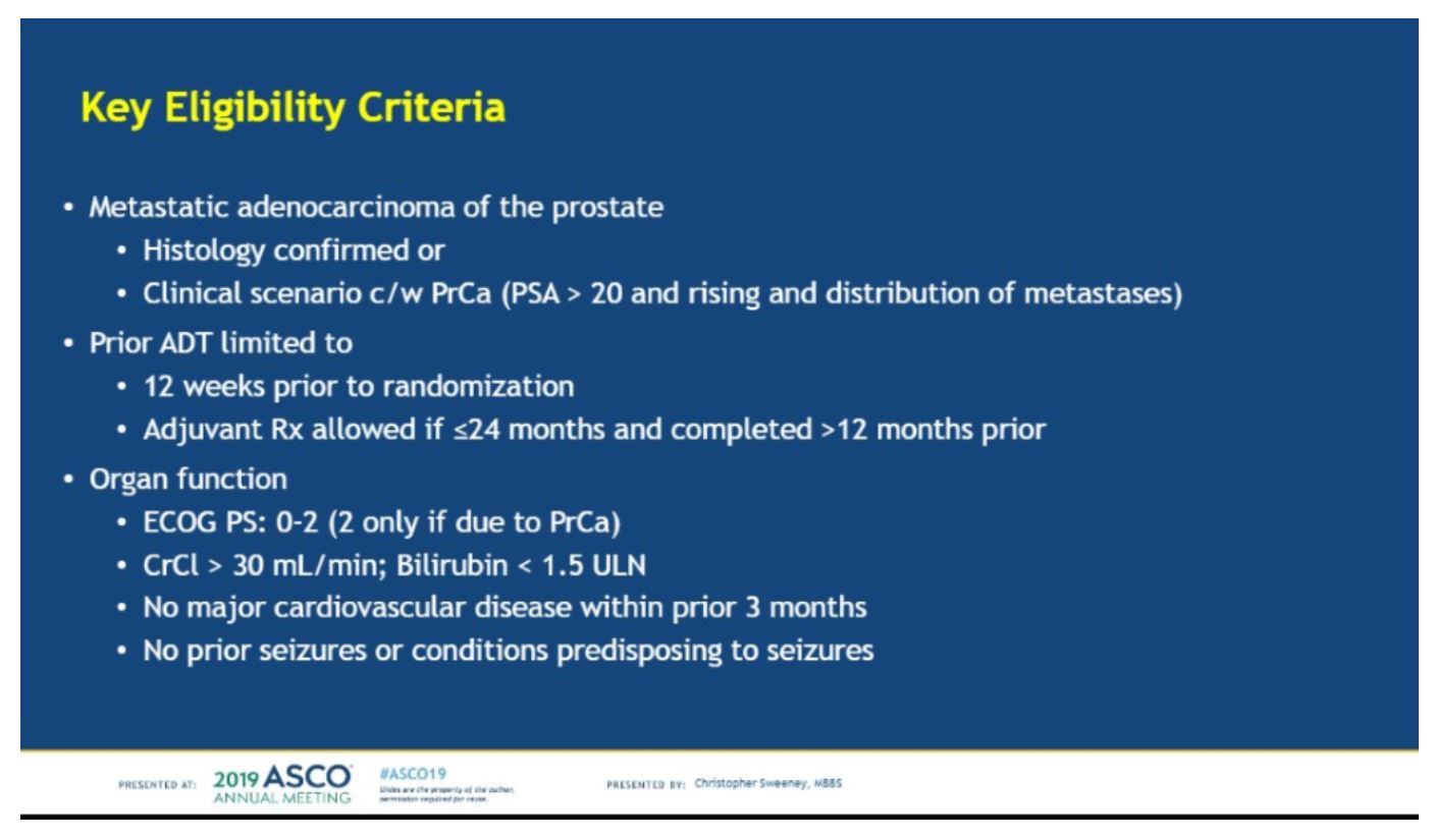 ASCO 2019 ENZAMET Key eligibility