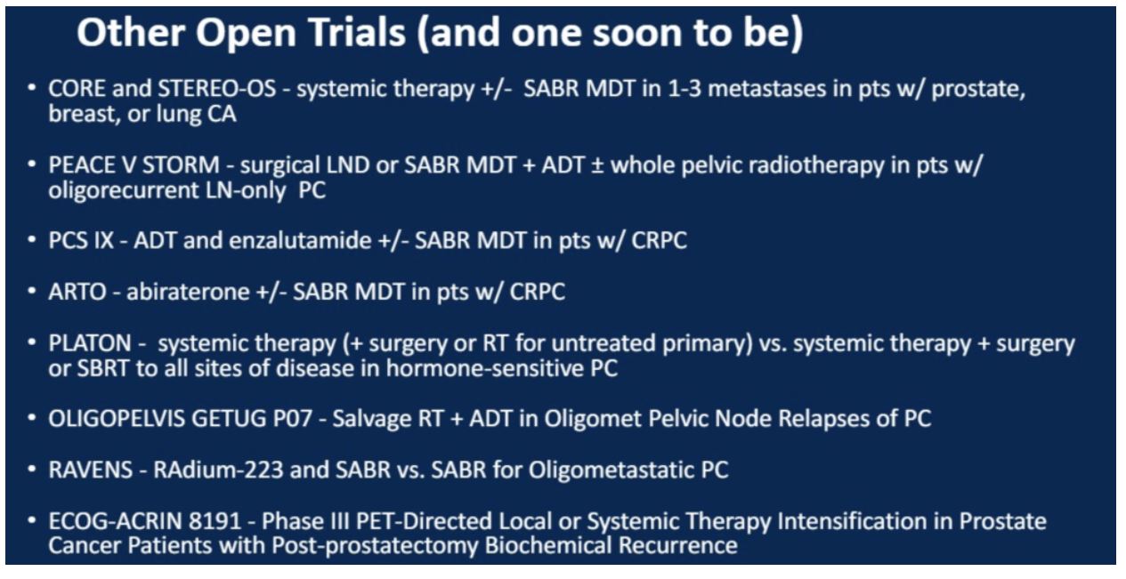 ASCO GU 2020 metastasis directed therapy open trials
