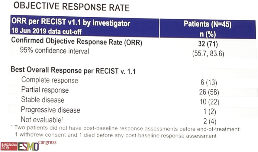 ESMO 2019 EV103 objective response rate