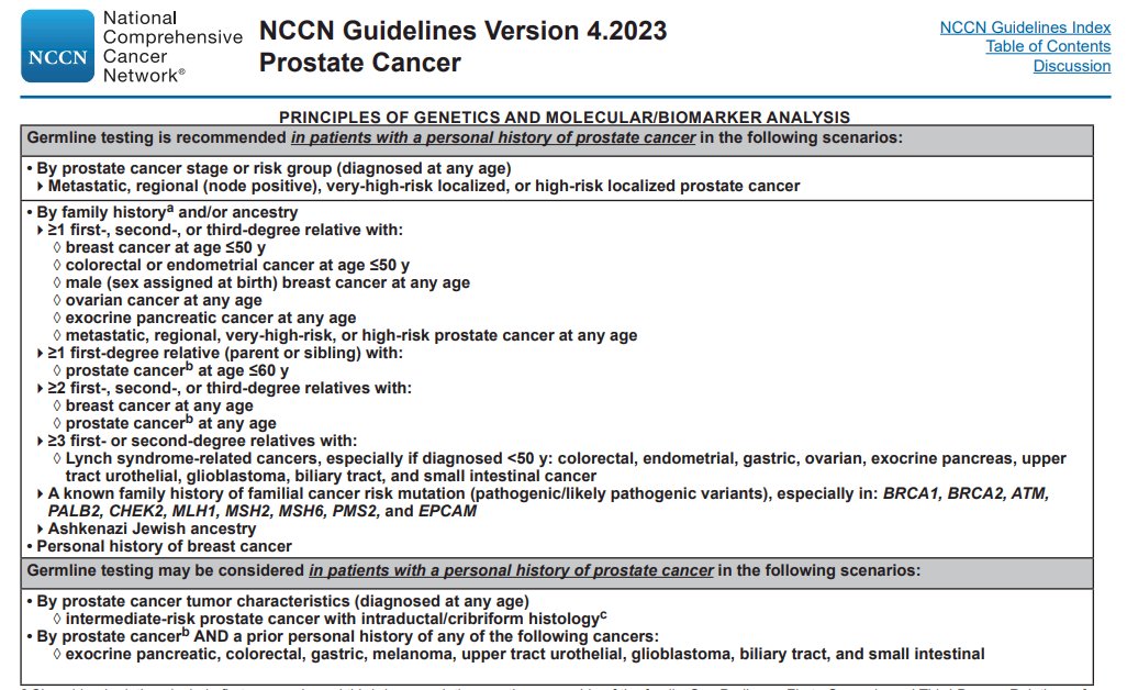 NCCN guidelines  DNA repair gene mutations 