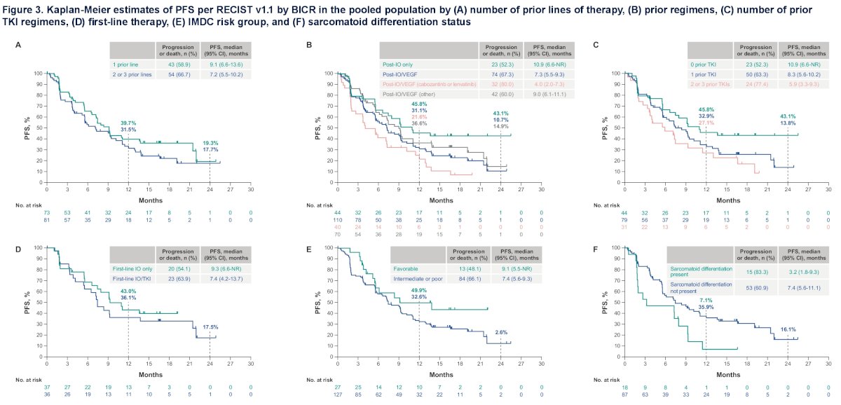 Kaplan-Meier estimates of progression-free survival are summarized below, with subgroup survival trends mirroring those observed for ORRs: