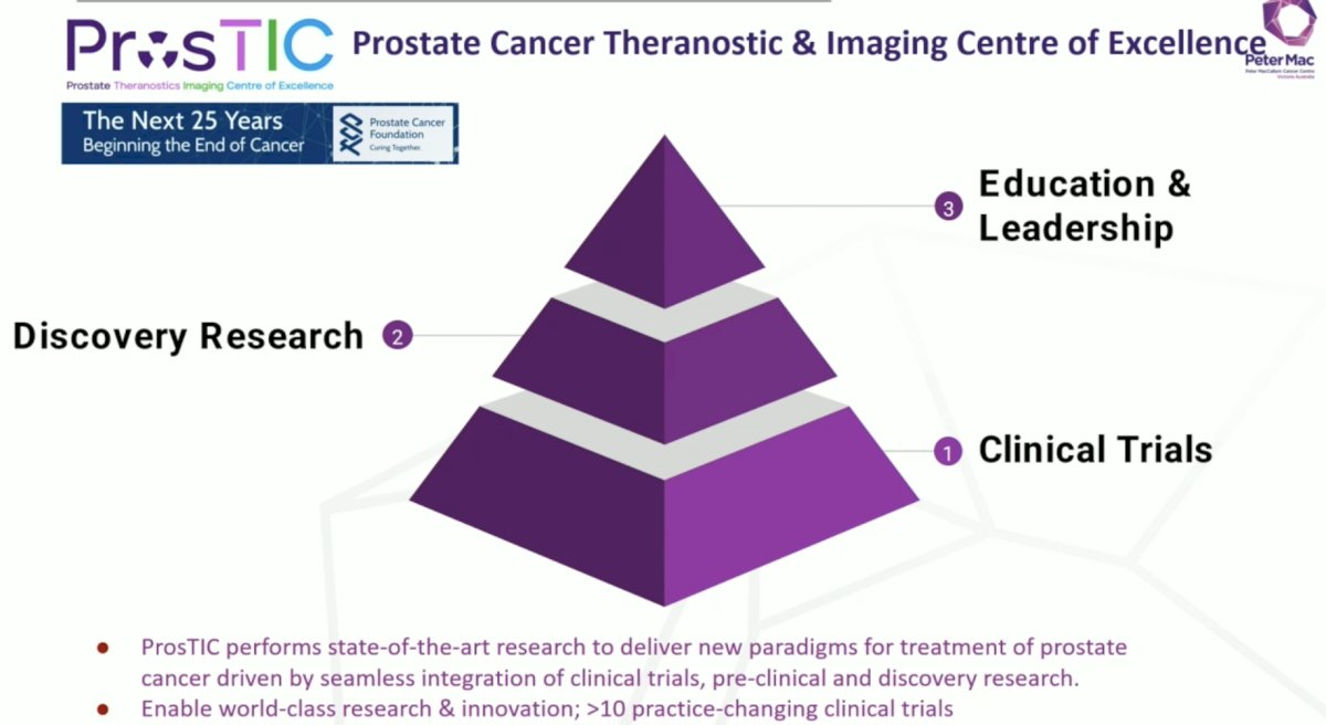 TheraP, the Prostate Cancer Foundation has been instrumental in funding and developing the Prostate Cancer Theranostic & Imaging Center of Excellence (ProsTIC) at Peter Mac, with a pillar of clinical trials, discovery research, and education and leadership