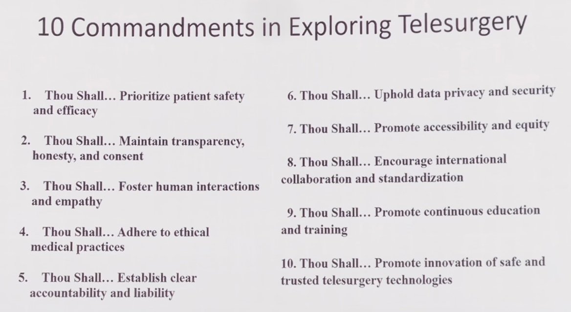 "10 Commandments" figure, which outlines best practices for optimizing telesurgical procedures.