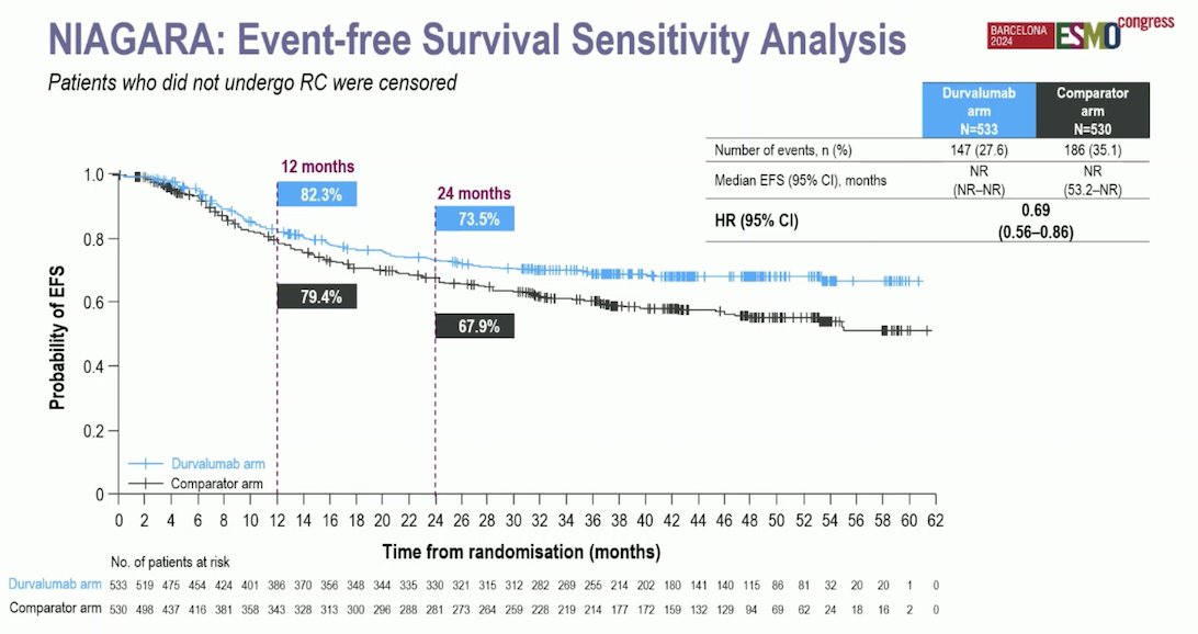 NIAGARA event free survival sensitivity analysis
