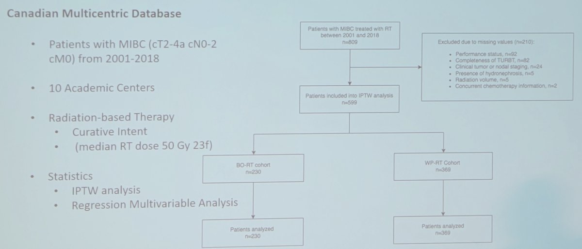 The study cohort consisted of 809 patients with muscle-invasive bladder cancer (cT2-4aN0-2M0) who underwent curative radiation therapy at academic centers across Canada
