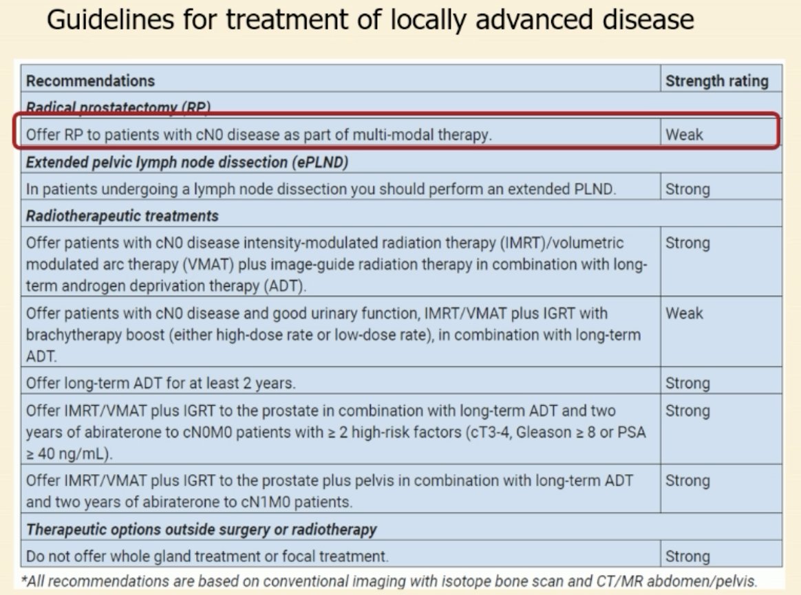 The EAU guidelines currently acknowledge that radical prostatectomy is an option for patients with cN+ disease, as part of multi-modal therapy