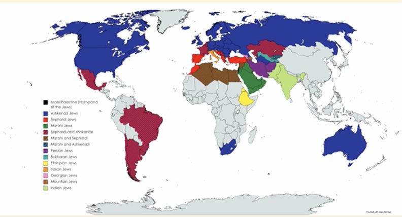 Notably, countries with a high Ashkenazi Jewish population exhibit a higher prevalence of germline BRCA1/2 mutations. This observation underscores the importance of considering genetic ancestry in risk assessment and screening strategies. The countries highlighted in blue on the map below represent regions with a significant Ashkenazi Jewish descendant population, where BRCA1/2 mutations are more commonly observed.