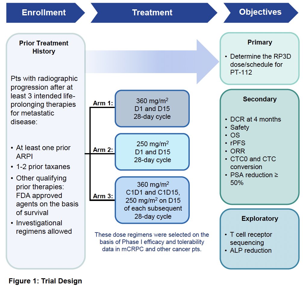 The primary study objective was to determine the recommended phase III dose (RP3D) and schedule for PT-112. Secondary endpoints included:
