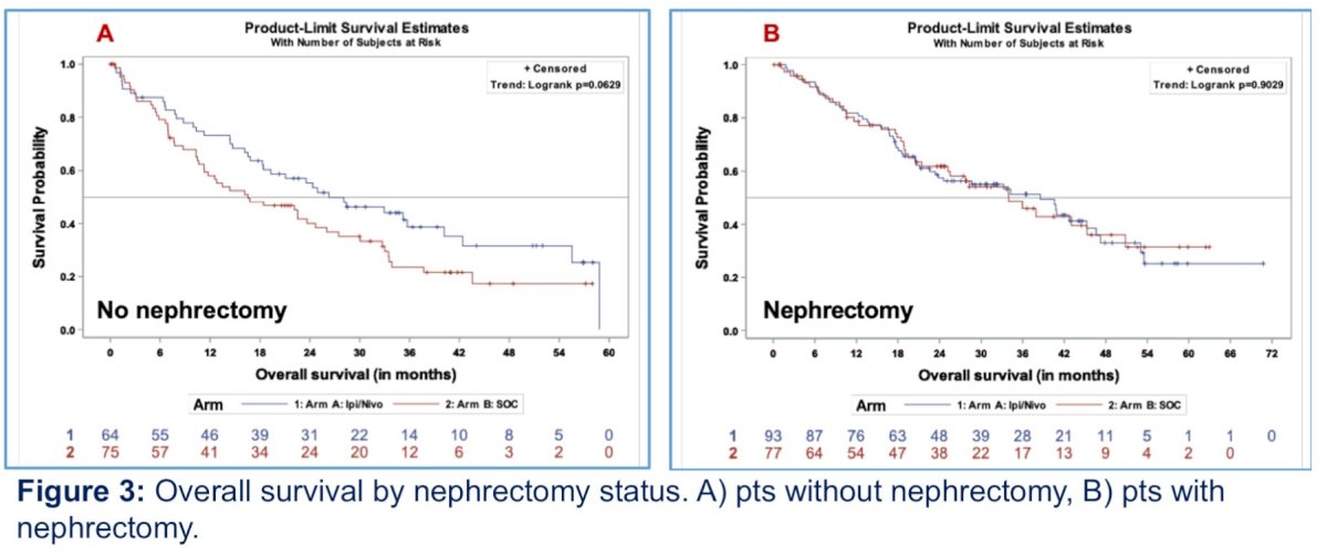 OS outcomes also varied by prior nephrectomy status: