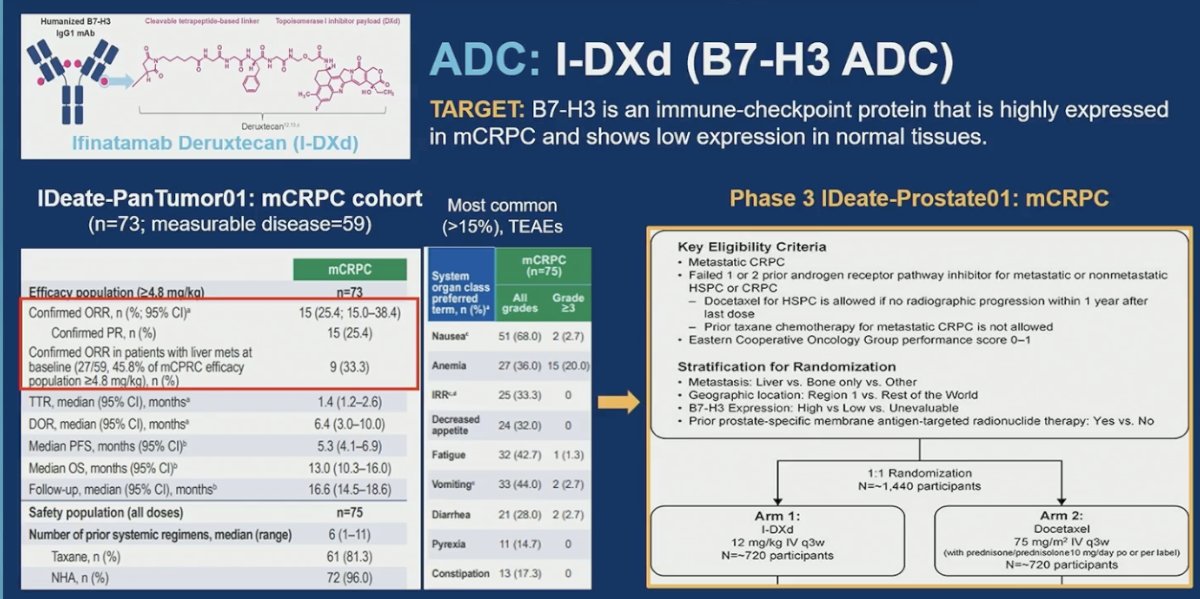 She also pointed out the thoughtful phase 3 trial design, which stratifies patients by site of metastatic disease, including bone-only versus other involvement, acknowledging the biologic and clinical heterogeneity of mCRPC. However, no formal correlative biomarker analyses have yet clearly defined which patients derive the greatest benefit, underscoring the continued need for predictive biomarkers alongside ADC development.