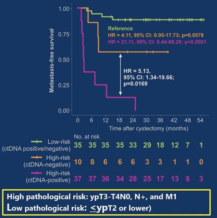 Among cystectomy patients, post-neoadjuvant therapy ctDNA status provided prognostic information beyond pathologic staging:&nbsp;
