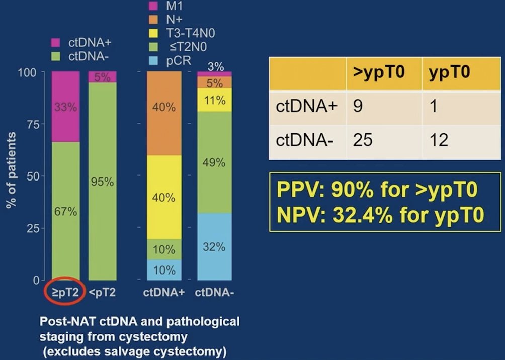 Moreover, post-neoadjuvant therapy ctDNA positivity predicted residual disease, but ctDNA negativity did not predict ypT0 in cystectomy patients:&nbsp;