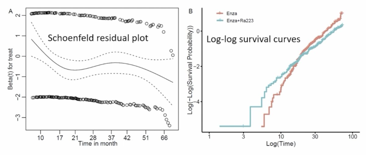 The proportional hazards assumption revealed significant violation (chi-squared = 5.01, p = 0.03), prompting the use of time-dependent, non-proportional hazards models in subsequent analyses:&nbsp;