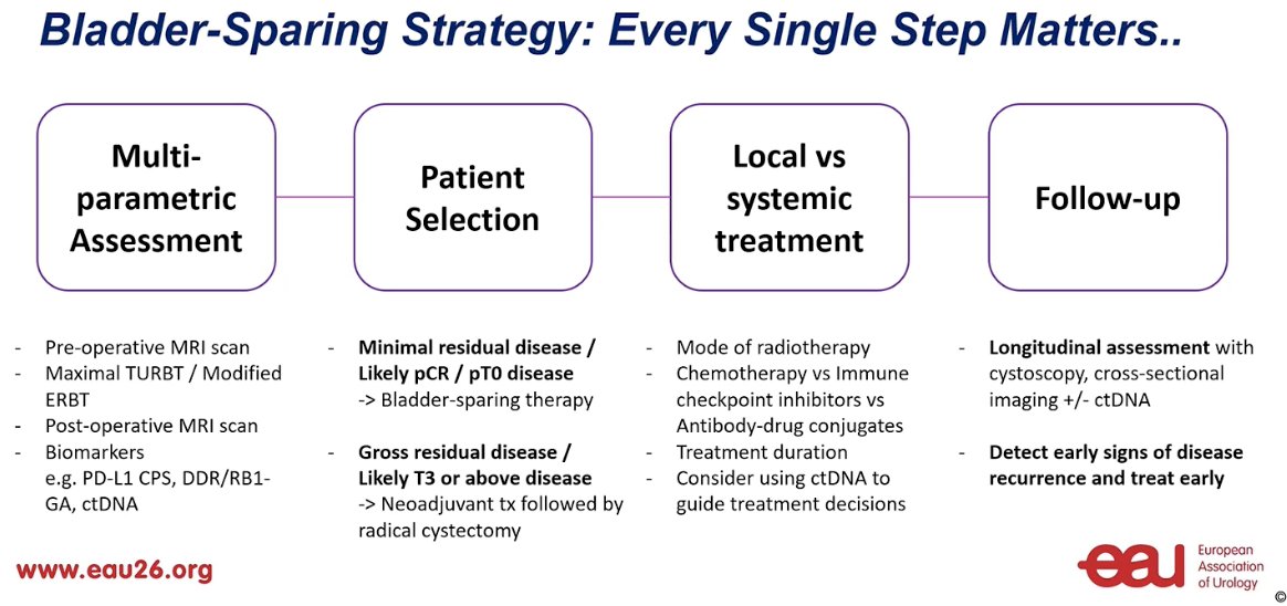 A summary slide of important steps for bladder-preservation is outlined below.&nbsp;
