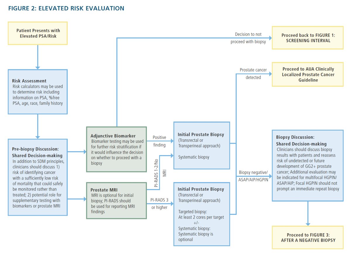 Dr. Punnen also highlighted the AUA’s guidelines for prostate cancer screening algorithm: