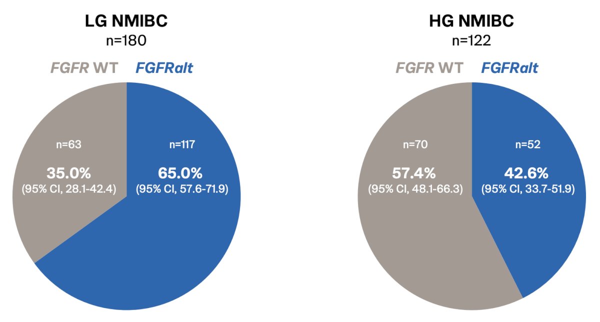 The prevalence of FGFR alterations by tumor grade included 65.0% in low grade and 42.6% for high grade non-muscle invasive bladder cancer:&nbsp;