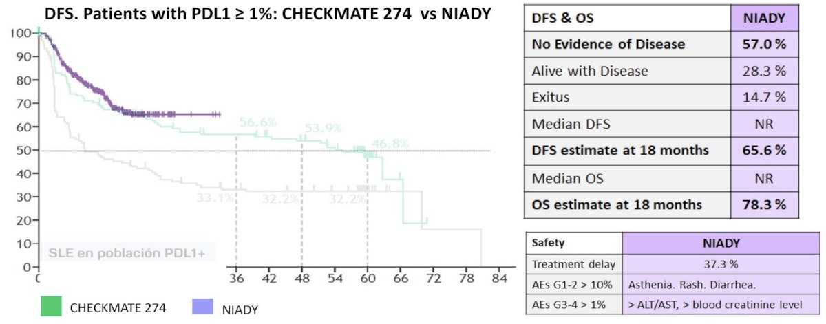 Median DFS and overall survival (OS) were not reached at the time of analysis. Estimated survival outcomes at 18 months were: