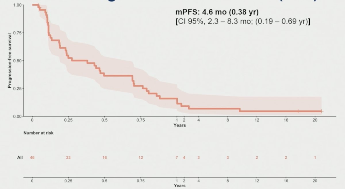 The median progression-free survival was 4.6 months (95% CI 2.3–8.3):